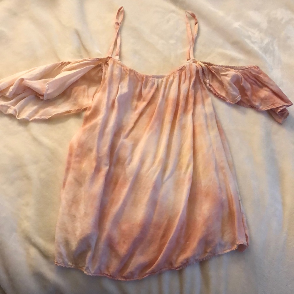 Pink and white tie-dye blouse